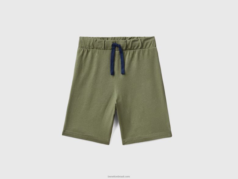 crianças bermudas em jersey Benetton R8L4P2365 verde militar