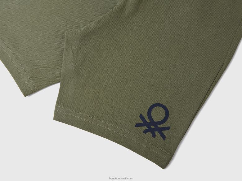 crianças bermudas em jersey Benetton R8L4P2365 verde militar