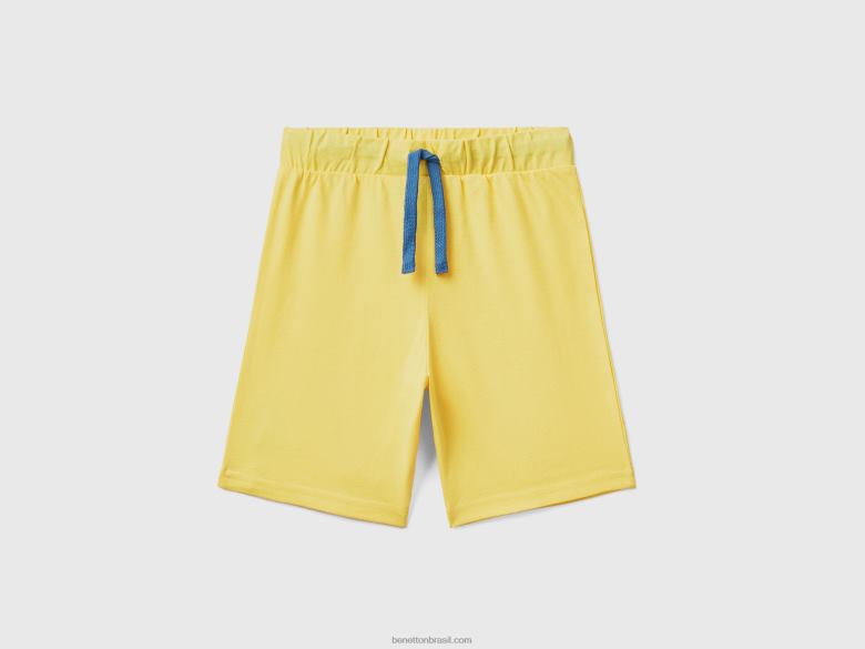 crianças bermudas em jersey Benetton R8L4P2392 amarelo