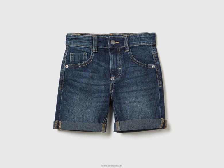 crianças bermudas jeans "eco-recycle" Benetton R8L4P5167 azul escuro