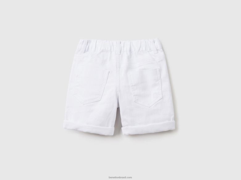 crianças bermudas slim fit Benetton R8L4P2349 branco