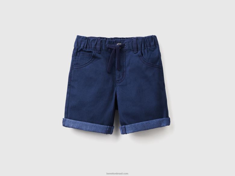crianças bermudas slim fit Benetton R8L4P2385 azul escuro