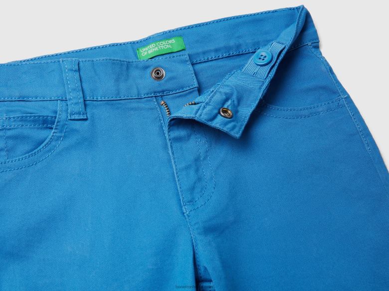 crianças calça slim fit com cinco bolsos Benetton R8L4P2360 azul claro