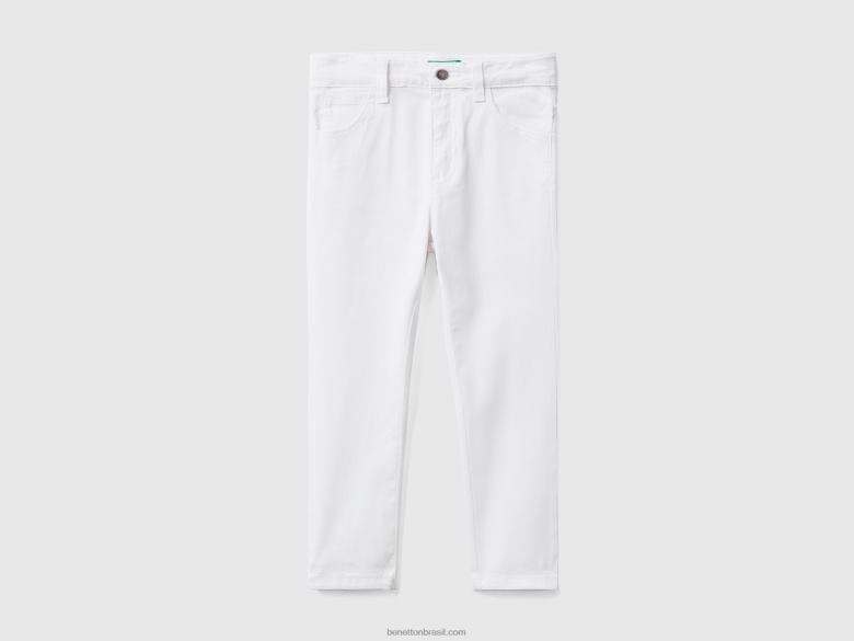 crianças calça slim fit com cinco bolsos Benetton R8L4P2389 branco