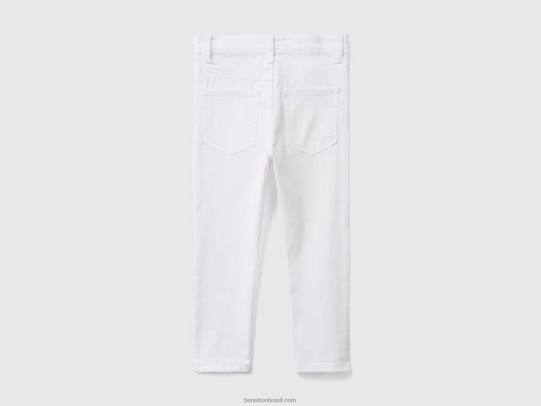 crianças calça slim fit com cinco bolsos Benetton R8L4P2389 branco