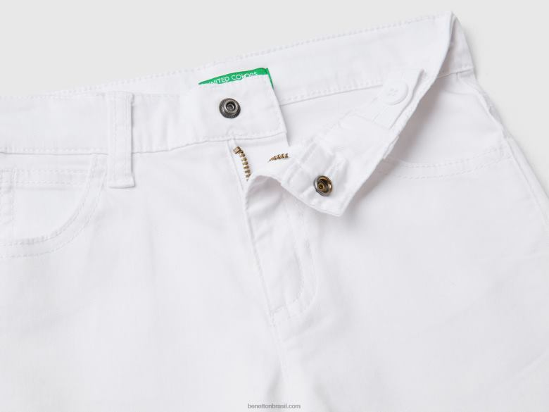 crianças calça slim fit com cinco bolsos Benetton R8L4P2389 branco