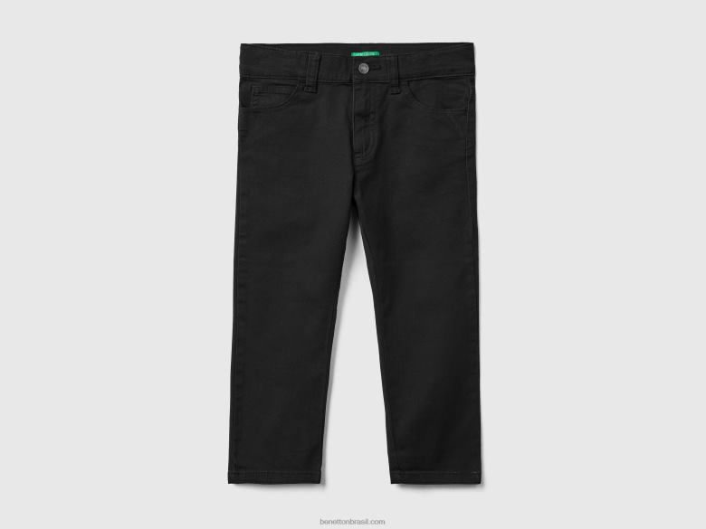 crianças calça slim fit com cinco bolsos Benetton R8L4P2391 preto