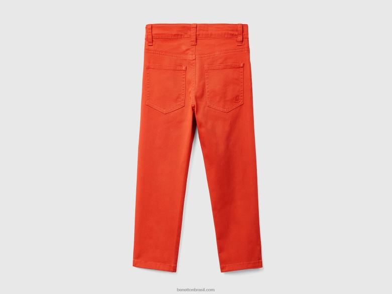 crianças calça slim fit com cinco bolsos Benetton R8L4P5174 vermelho