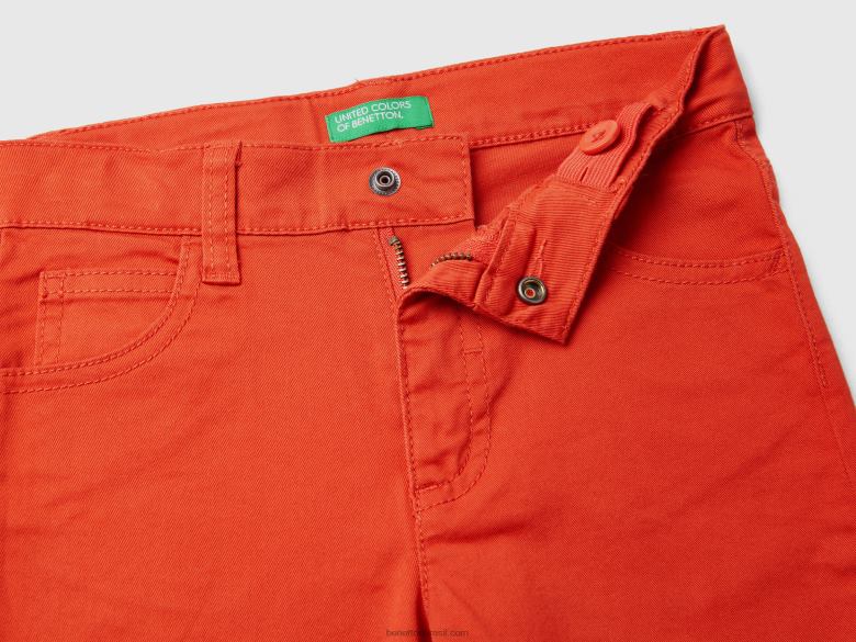 crianças calça slim fit com cinco bolsos Benetton R8L4P5174 vermelho