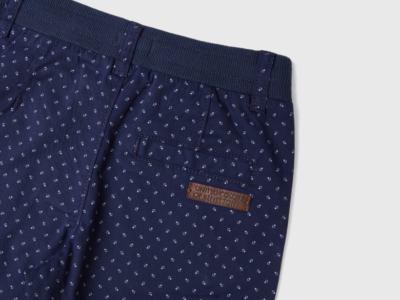 crianças shorts micro estampado com cordão Benetton R8L4P2387 azul