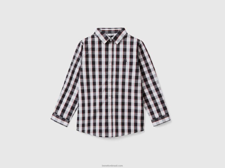 crianças camisa em algodão puro Benetton R8L4P2148 preto