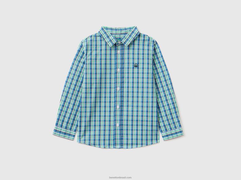 crianças camisa em algodão puro Benetton R8L4P2166 verde