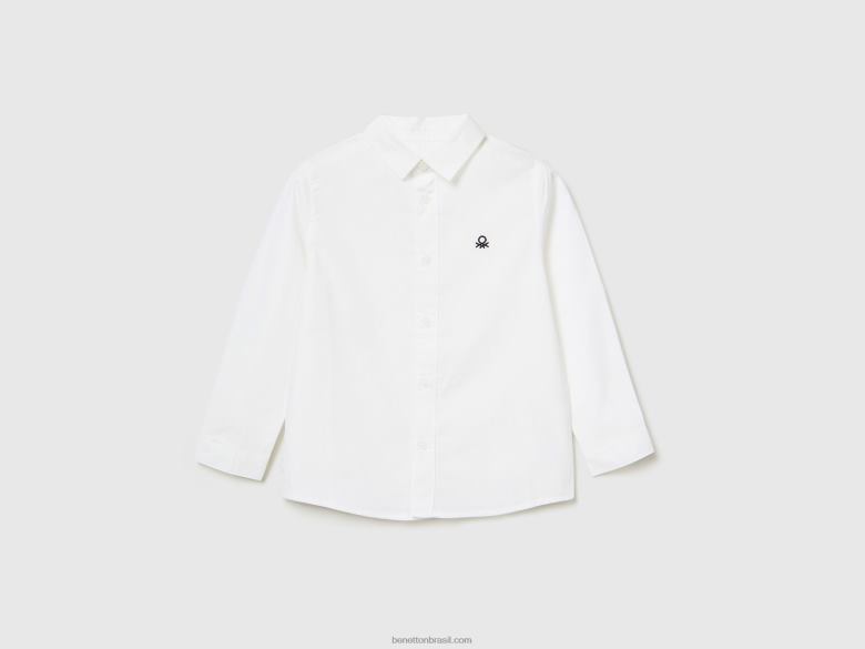 crianças camisa em algodão puro Benetton R8L4P2235 branco