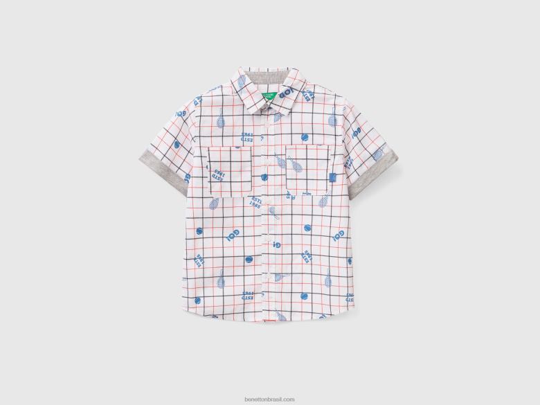 crianças camisa manga curta estampada Benetton R8L4P2219 branco
