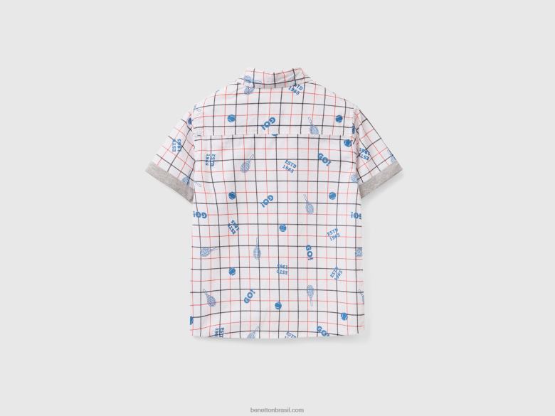 crianças camisa manga curta estampada Benetton R8L4P2219 branco