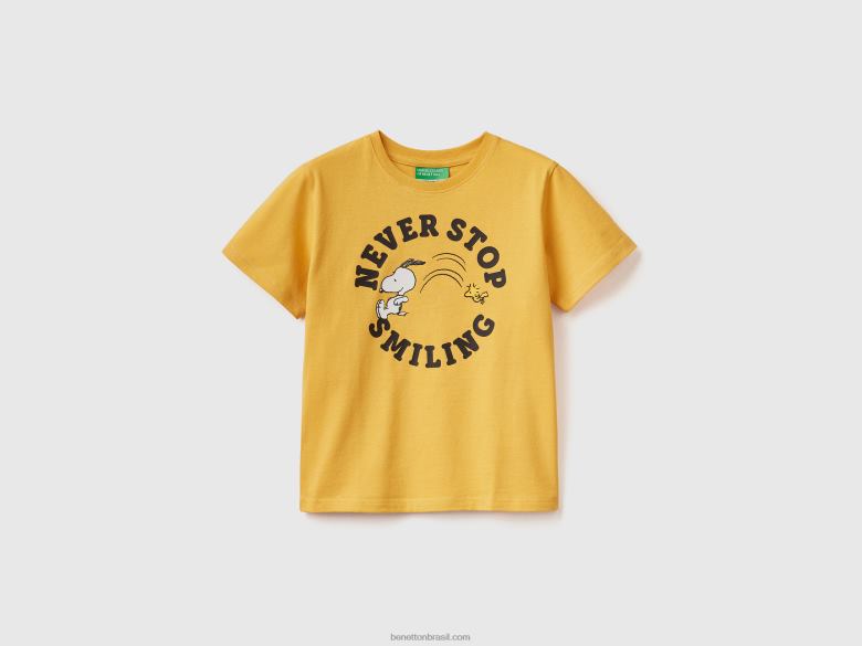 crianças camiseta com estampa de amendoim Benetton R8L4P2126 amarelo