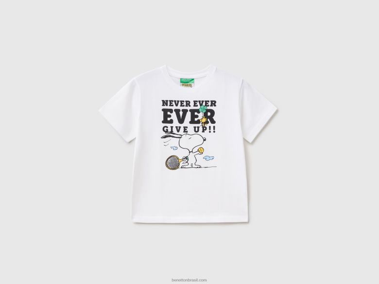 crianças camiseta com estampa de amendoim Benetton R8L4P2138 branco