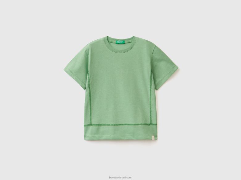 crianças camiseta em tecido reciclado Benetton R8L4P2160 luz verde