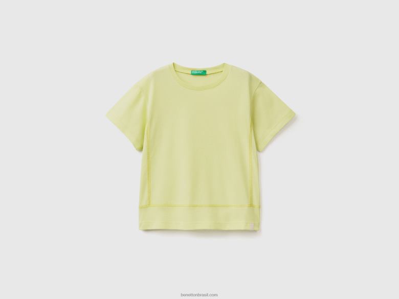 crianças camiseta em tecido reciclado Benetton R8L4P5041 Neon amarelo
