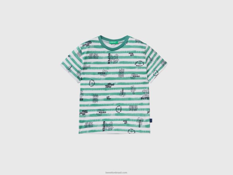 crianças camiseta estampada 100% algodão Benetton R8L4P2131 verde