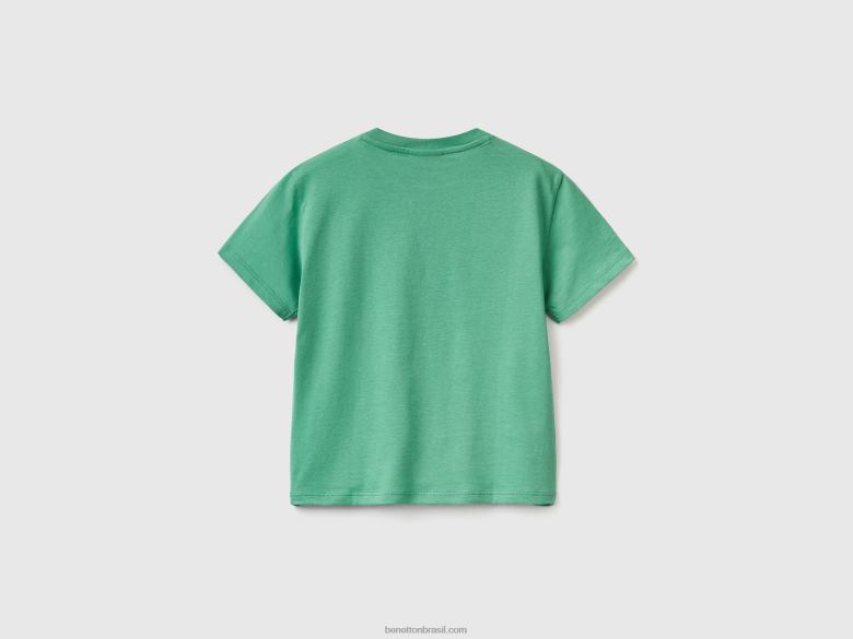 crianças camiseta manga curta amendoim Benetton R8L4P5049 verde