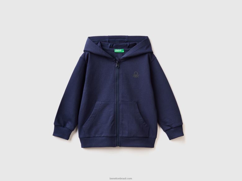 crianças moletom com logo Benetton R8L4P5090 azul escuro
