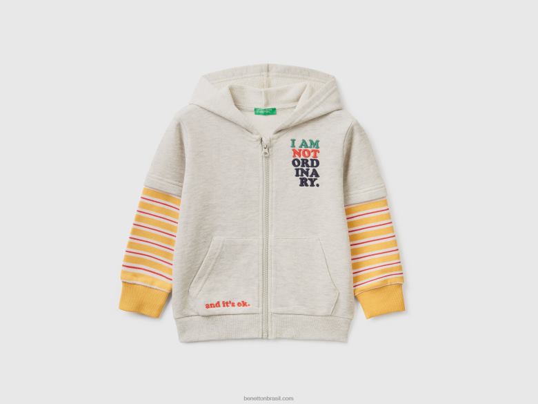 crianças moletom com manga dupla Benetton R8L4P2278 cinza claro
