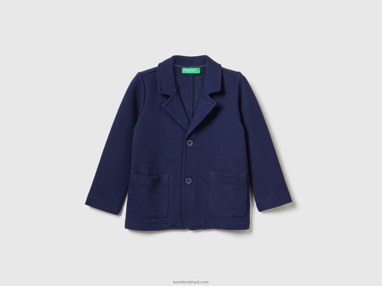 crianças blazer de suor com bolsos Benetton R8L4P2108 azul escuro