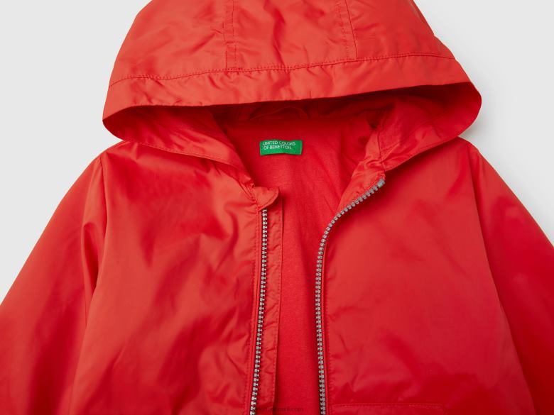 crianças jaqueta leve com capuz Benetton R8L4P2101 vermelho