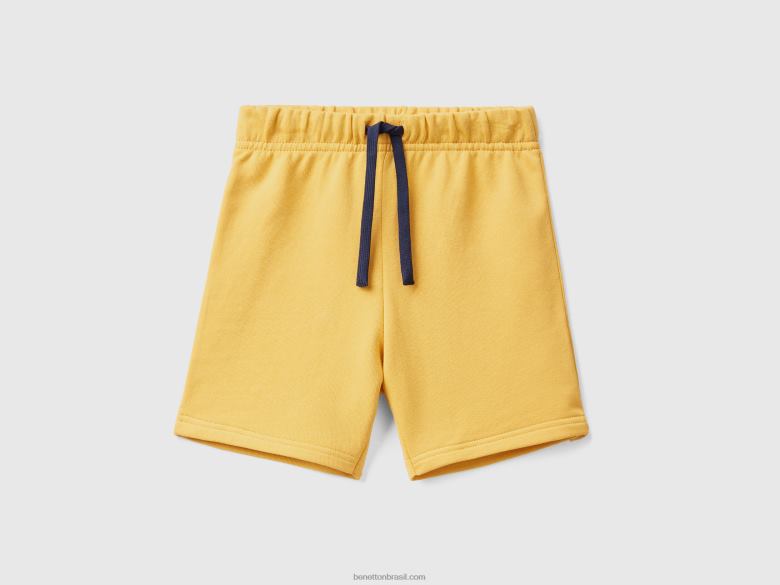 crianças bermudas em moletom 100% algodão orgânico Benetton R8L4P2318 amarelo