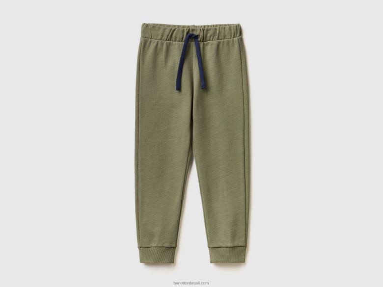 crianças calça de moletom com bolso Benetton R8L4P2343 verde militar