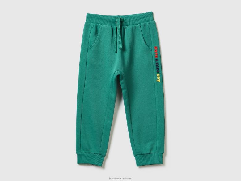 crianças jogger com bordado Benetton R8L4P2326 verde escuro