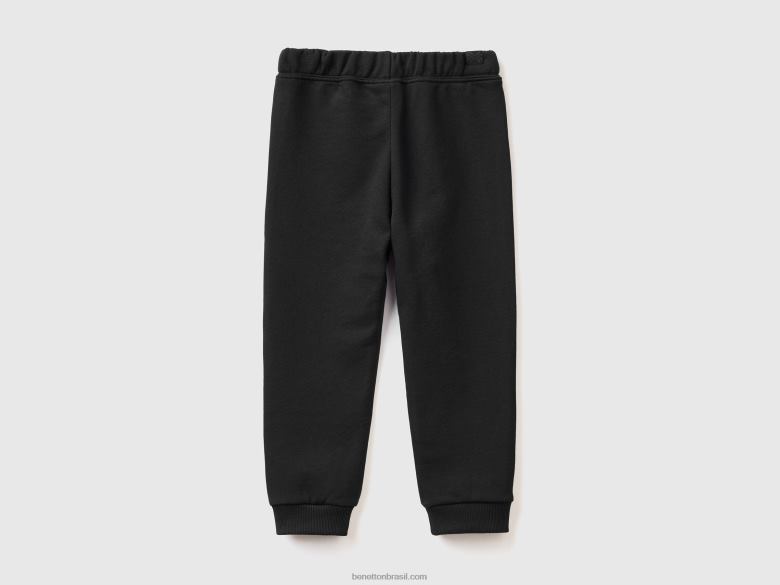 crianças sweat joggers em algodão orgânico Benetton R8L4P2328 preto