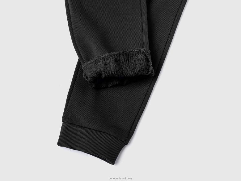 crianças sweat joggers em algodão orgânico Benetton R8L4P2328 preto