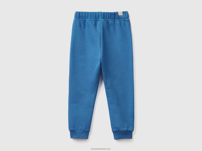 crianças sweat joggers em algodão orgânico Benetton R8L4P2342 azul claro