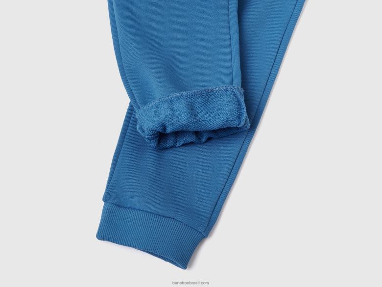 crianças sweat joggers em algodão orgânico Benetton R8L4P2342 azul claro