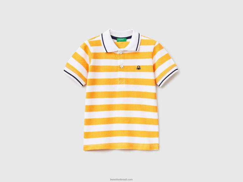 crianças polo manga curta com listras Benetton R8L4P5142 amarelo