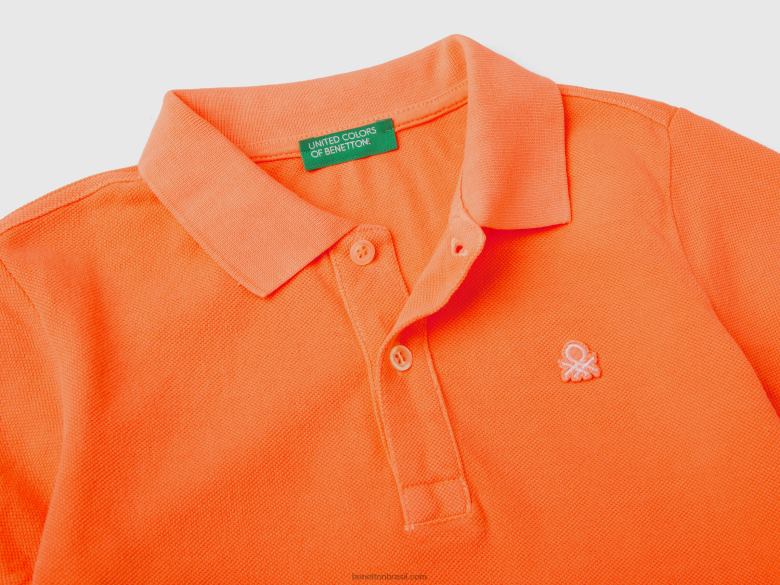 crianças polo neon em algodão orgânico Benetton R8L4P2302 laranja neon