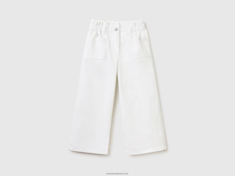 crianças calça paperbag Benetton R8L4P3014 branco