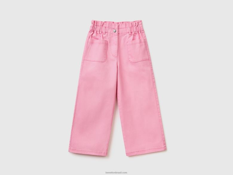 crianças calça paperbag Benetton R8L4P5700 rosa
