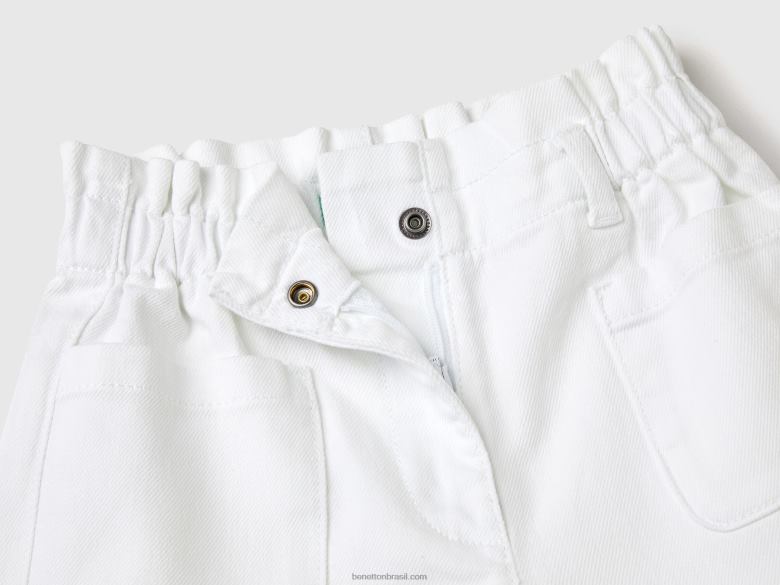 crianças calça paperbag Benetton R8L4P5706 branco