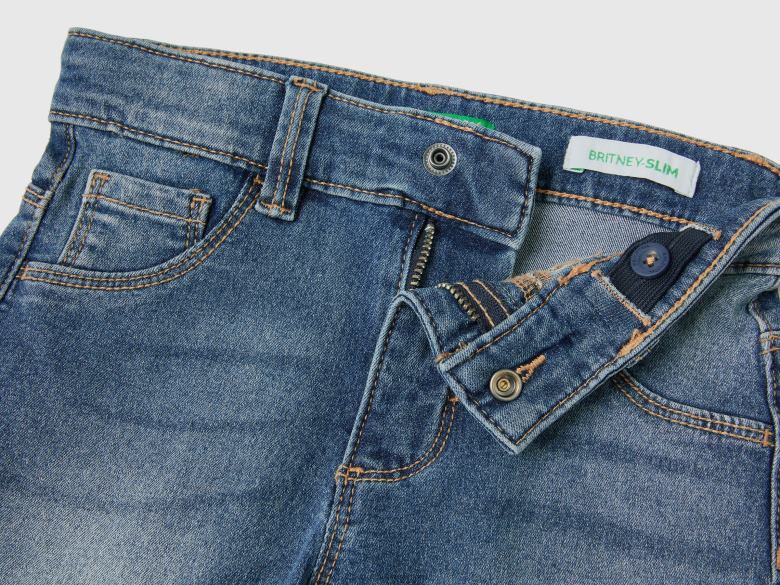 crianças jeans slim fit de cinco bolsos Benetton R8L4P5725 azul escuro