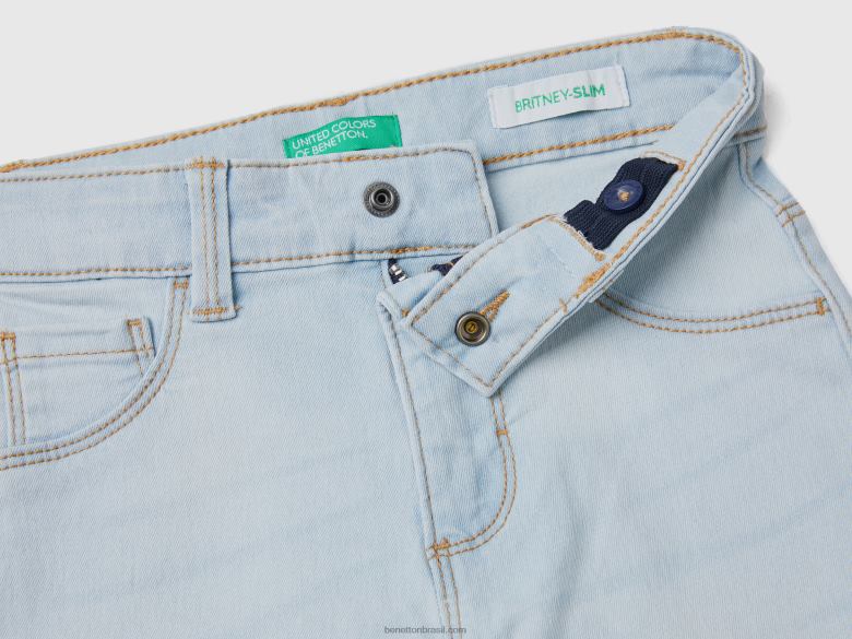 crianças jeans slim fit de cinco bolsos Benetton R8L4P5727 céu azul