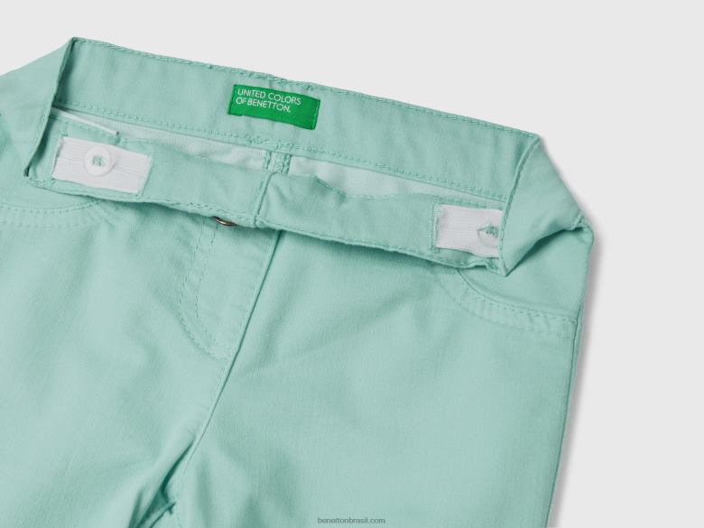 crianças jeggings em mistura de algodão elástico Benetton R8L4P3045 aqua