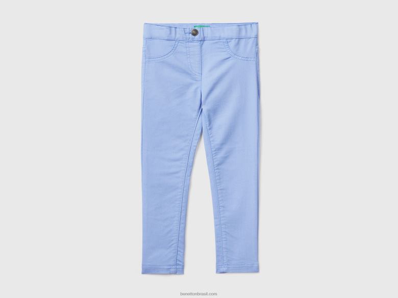 crianças jeggings em mistura de algodão elástico Benetton R8L4P5720 pervinca