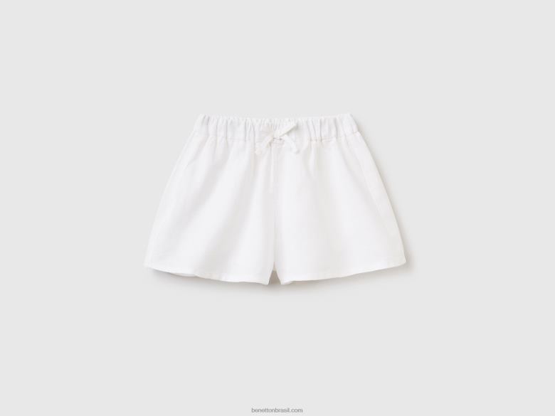 crianças shorts em linho Benetton R8L4P5704 branco