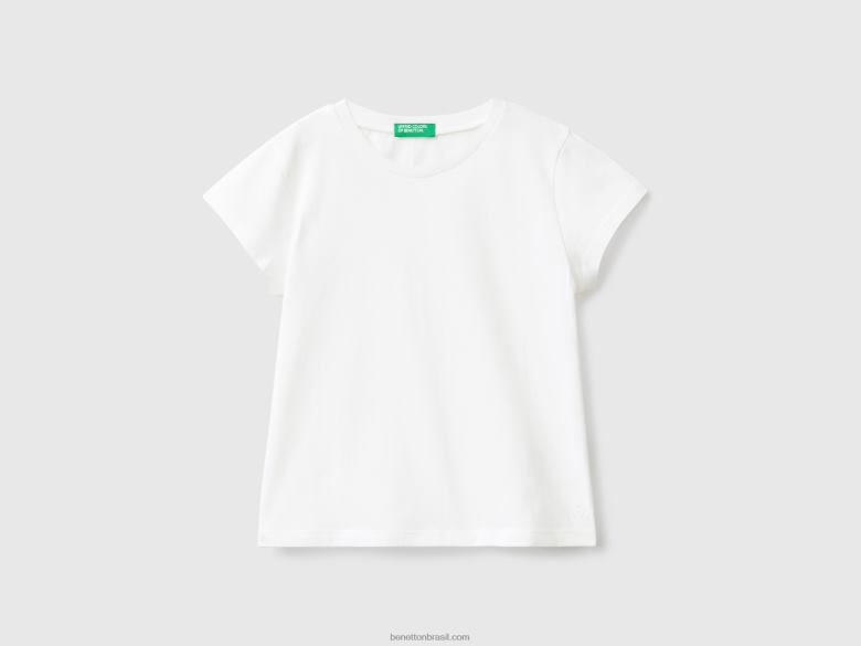 crianças T-shirt 100% algodão orgânico Benetton R8L4P5561 branco