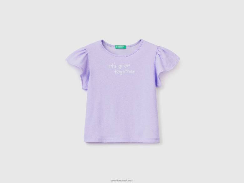 crianças camiseta com estampa de mescla de linho Benetton R8L4P5598 lilás