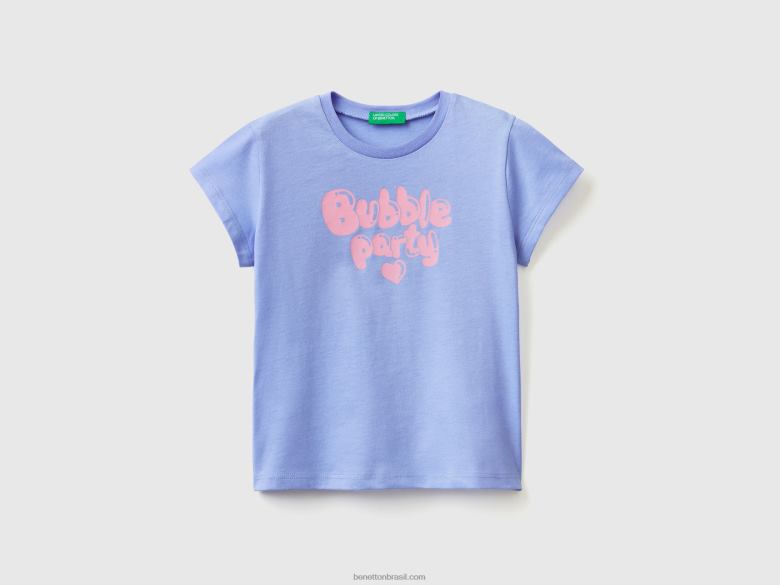 crianças camiseta gola careca com estampa Benetton R8L4P2882 pervinca