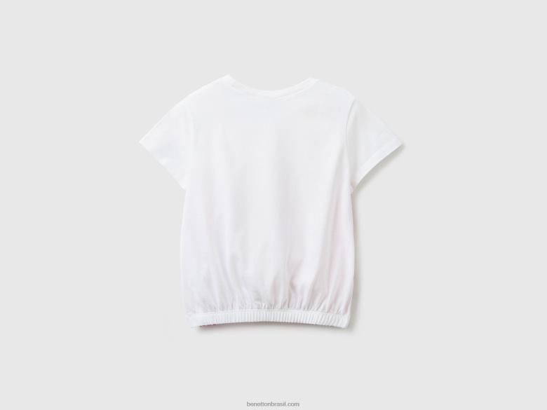 crianças t-shirt de amendoins com elástico na parte inferior Benetton R8L4P2884 fúcsia